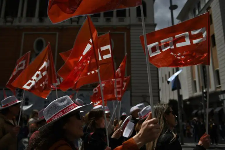 Europapress 5930245 Banderas Ccoo Manifestacion Dia Trabajador Mayo 2024 Madrid Espana