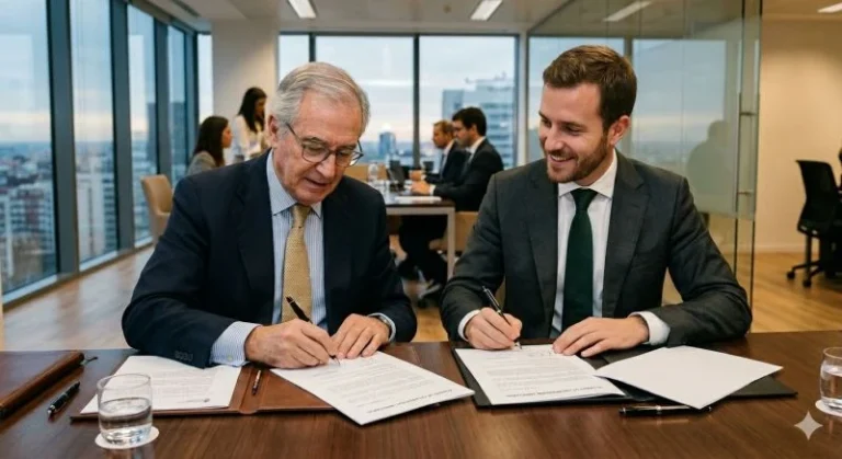 Empresario Firma Sucesin De Su Negocio