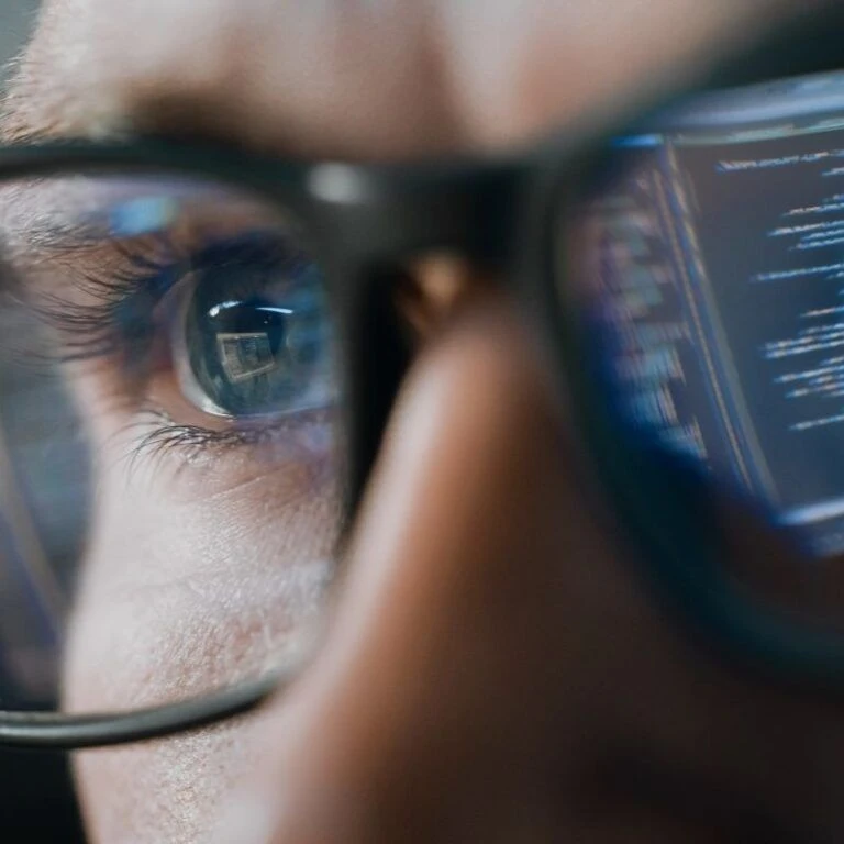 Close Up Portrait Of Software Engineer Working On Computer 768×768