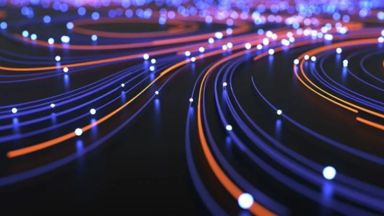 Background Of Wires And Glowing Particles